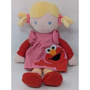 Sesame Street 2014 Baby Stuffed Plush Blonde Hair Girl Elmo‎ Dress Doll 13" VTG